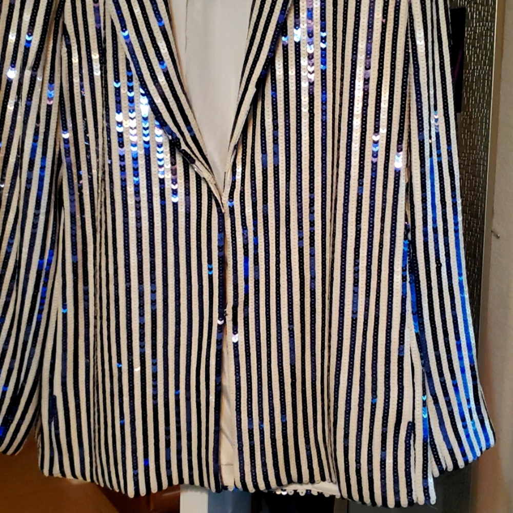 J. Crew Collection drapey blazer in sequin stripe